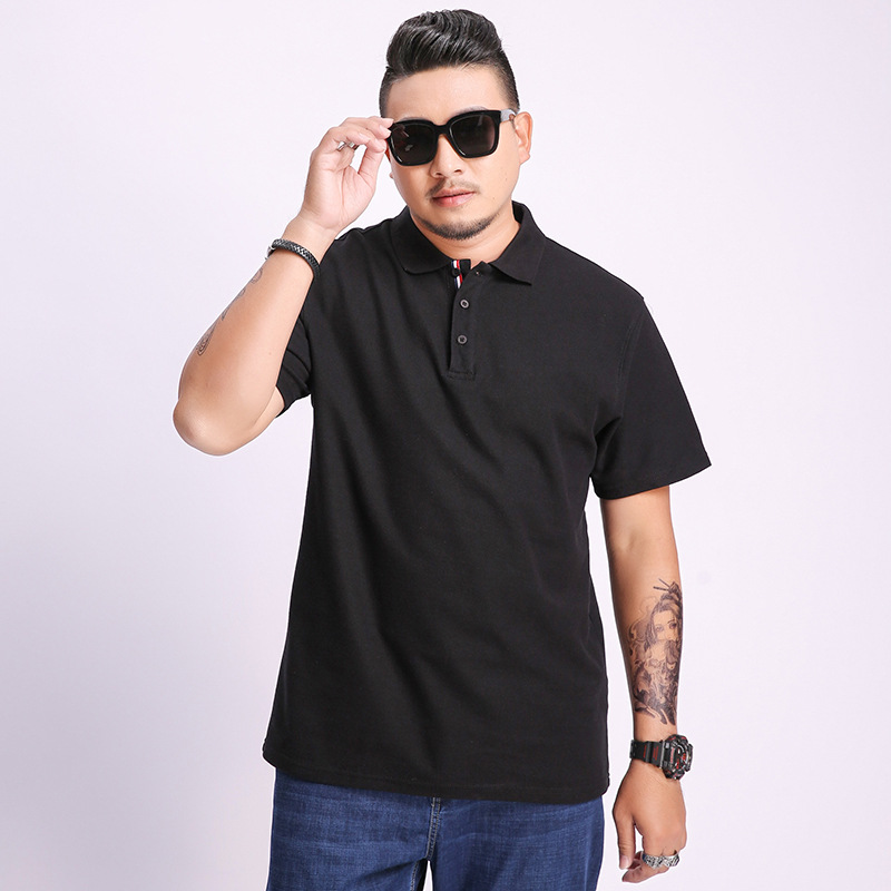 Large-sized men's short-sleeved lapel T-shirt, multi-color and versatile for business and casual wear. For overweight men, add weight. Large-sized short-sleeved T-shirt