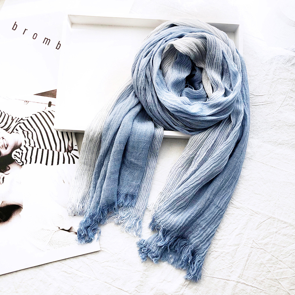 New Japanese And Korean Literary Style Striped Cotton And Hemp Scarf For Women Shawl Lovers Foreign Trade Scarf For Men Sen Women Tie Silk Scarf details Picture