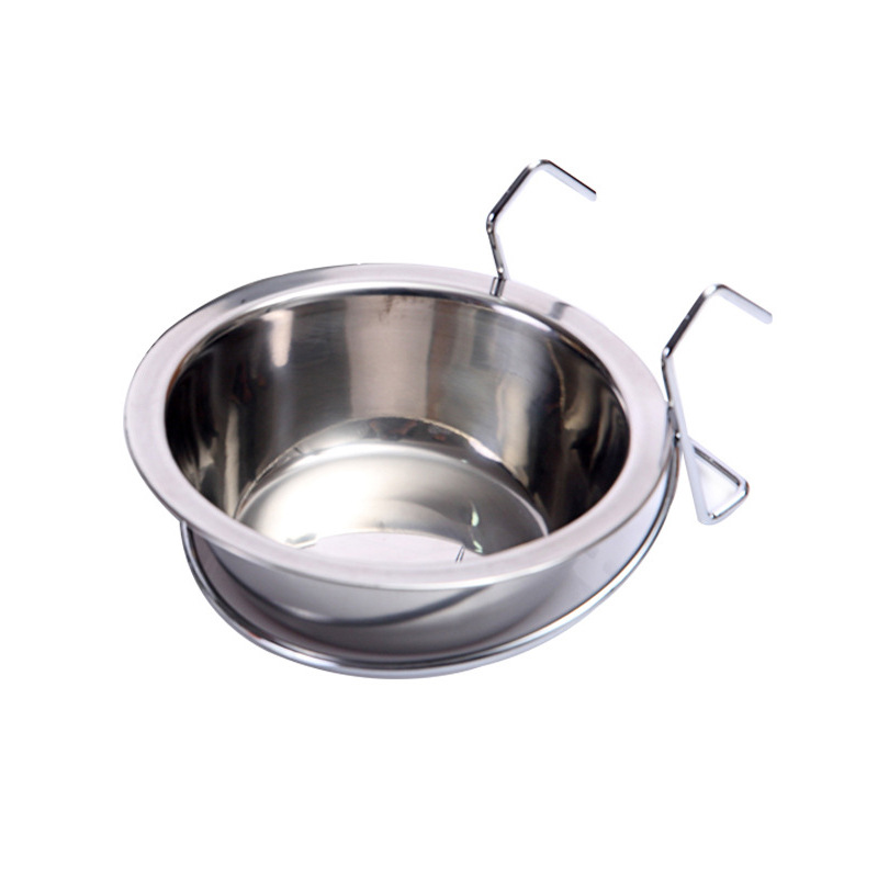 Pet stainless steel hanging dog bowls can be used to hang dog cages, food bowls, single hanging dog cages, and pet bowls. Wholesale in stock details Picture