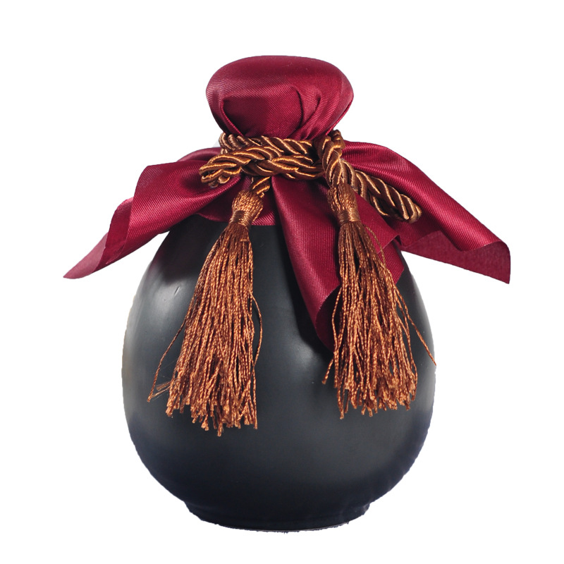 Retro black matte wine pot, household one-jin sealed empty wine bottle, ancient-style wine pot, half-jin and two-liang retro wine bottle Item Picture
