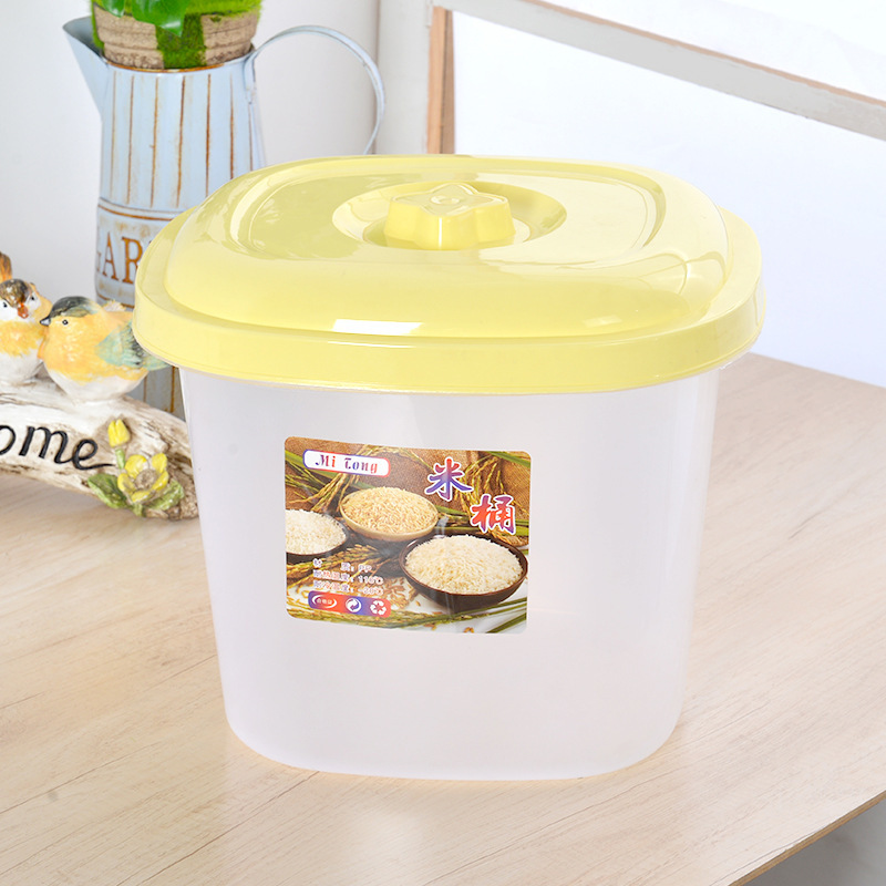 Original factory goods rice bucket, plastic transparent storage bucket for rice, storage bucket for grains and cereals, gift and promotional items, logo available details Picture