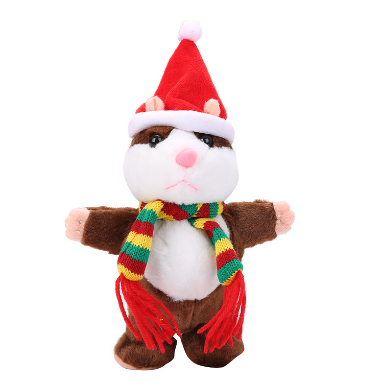 Children's electric toys learn to speak, repeat a grade, hamster can walk, little hamster Christmas recording, plush toy wholesale Item Picture