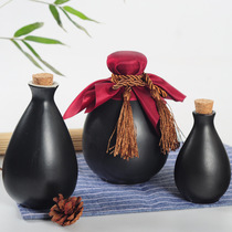 Vintage black matte wine pot household one catty sealed empty wine bottle ancient wine pot half catty two vintage wine bottles