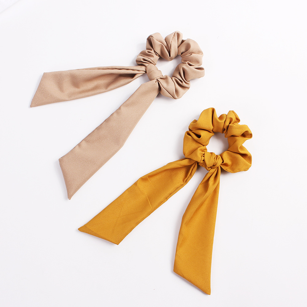 Spring And Summer Cross Border Solid Color Chiffon Streamer Large Hair Band Ponytail Hair Band Set Set Hair Accessories details Picture