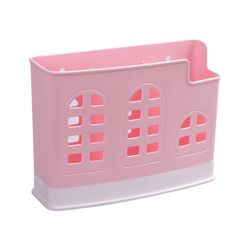 Creative hollowed-out house-shaped chopstick storage rack, draining tableware cage factory direct sales 3028 plastic PP three-seater Item Picture