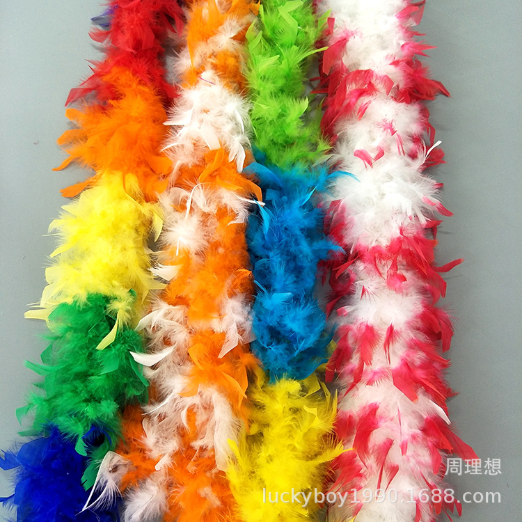 Factory wholesale Turkey feather strips, ball, festival, wedding mixed color feather scarves, seven-color firepiece wool strips Factory wholesale Turkey feather strips, ball, festival, wedding mixed color feather scarves, seven-color firepiece wool strips
