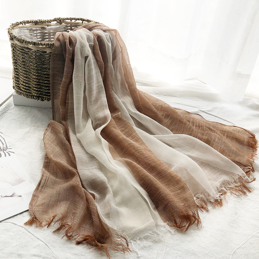 Thin Foreign Trade Scarf Shawl Wholesale New Cotton And Hemp Scarf Female Solid Color Sunblock Muslim Gauze Scarf Scarf