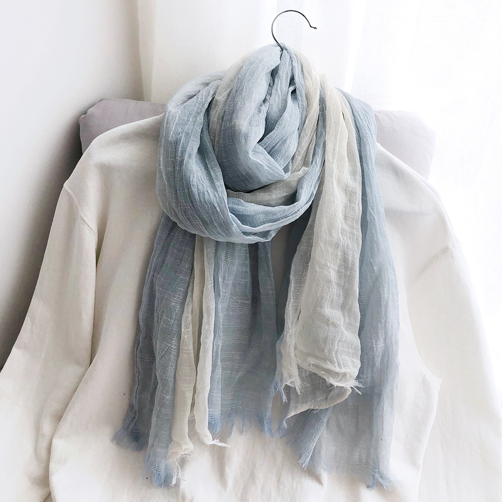 2024 New Thin Foreign Trade Scarf Shawl New Cotton Matching Color Scarf Female Solid Color Sunscreen Scarf