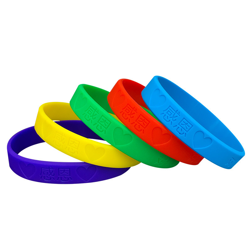 Silicone wristband glow-in-the-dark wrist band Recessed word segment embossed word wristband Sports rubber printed children's bracelet Item Picture