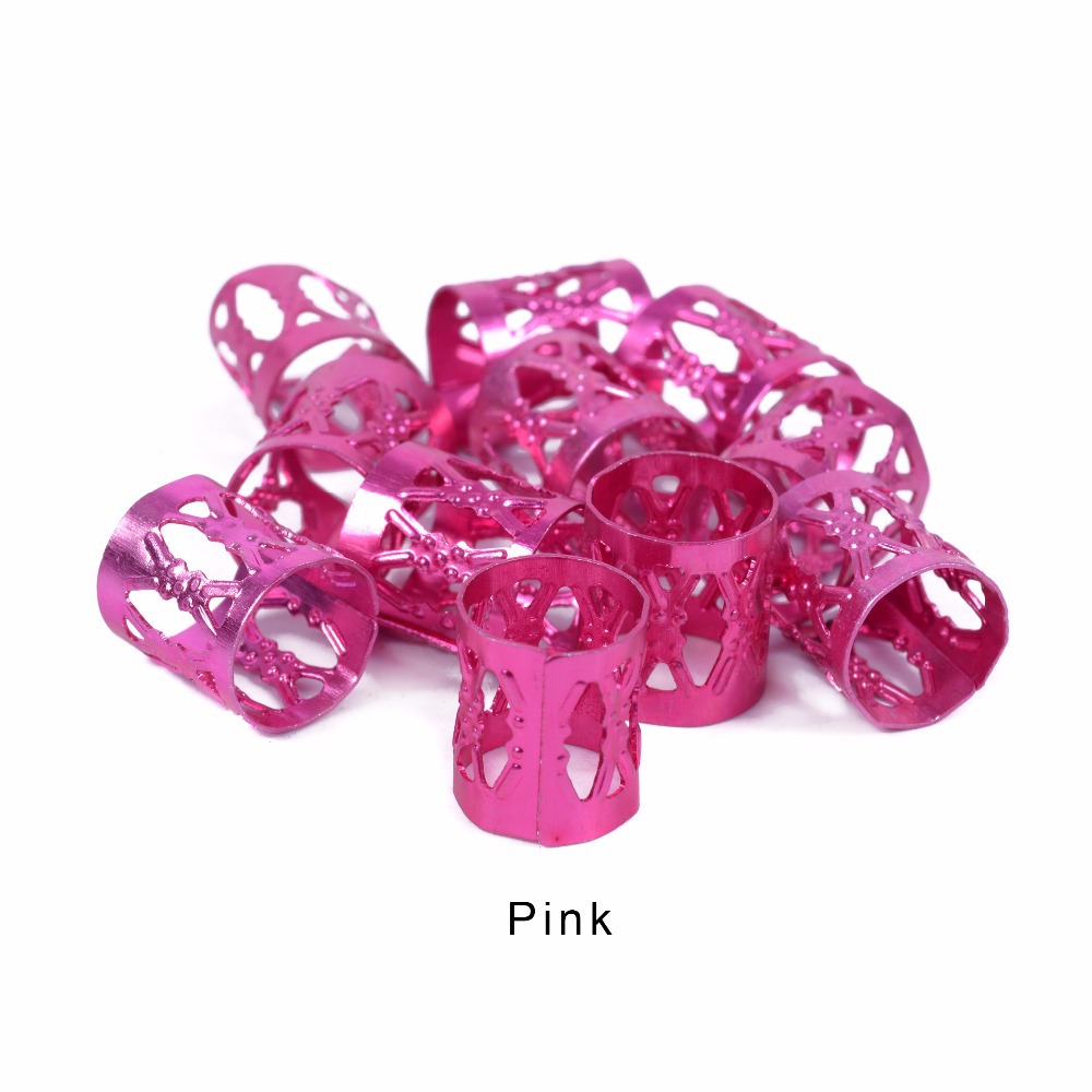 Cross-border exclusive for braids, aluminum perforated embossed braid buckles, seven-color thickened aluminum buckles, and seven-color hair accessories Item Picture