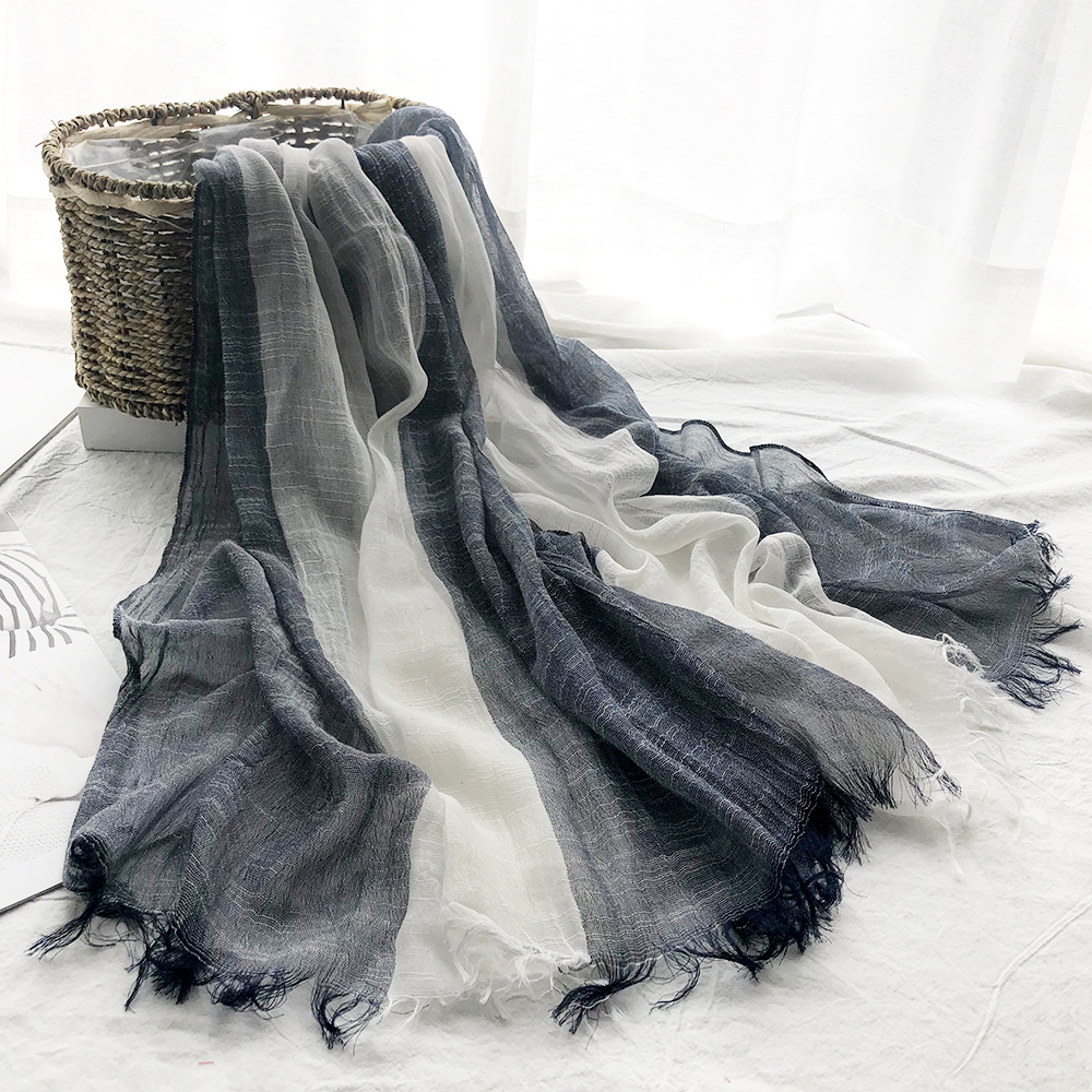 2024 New Thin Foreign Trade Scarf Shawl New Cotton Matching Color Scarf Female Solid Color Sunscreen Scarf Specification drawing