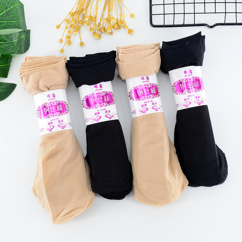 Factory Summer Women Thin Core Silk Pepper Short Stockings Wear-Resistant Reinforcement Anti-Stripping Steel Wire Socks Wholesale Application Scenario