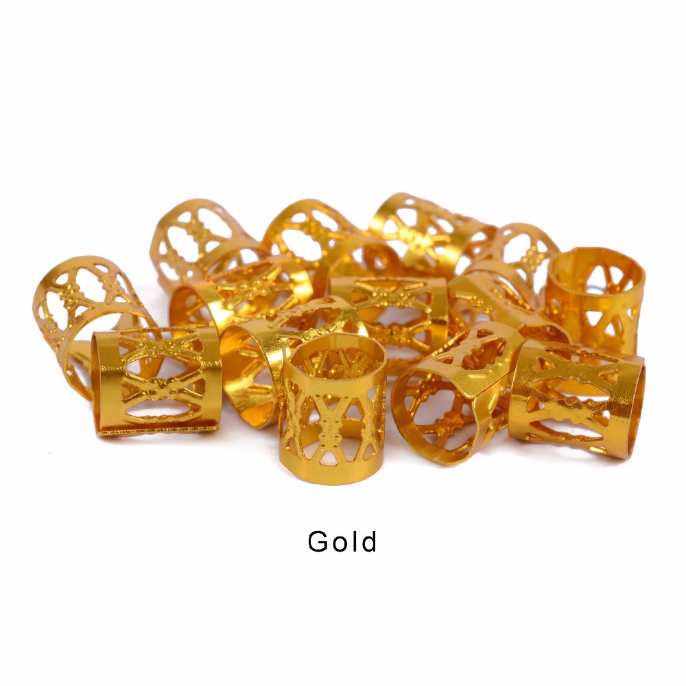 Cross-border exclusive for braids, aluminum perforated embossed braid buckles, seven-color thickened aluminum buckles, and seven-color hair accessories details Picture