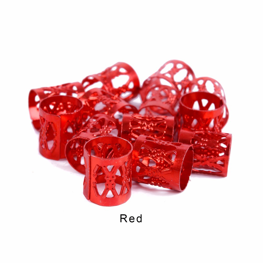Cross-border exclusive for braids, aluminum perforated embossed braid buckles, seven-color thickened aluminum buckles, and seven-color hair accessories Application Scenario