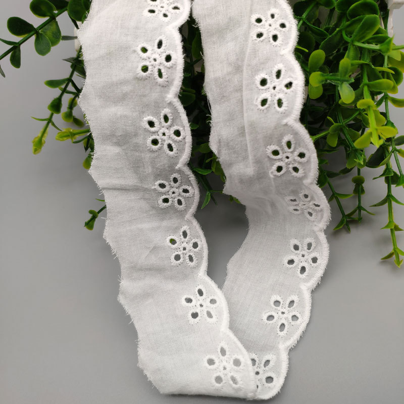 All-cotton embroidered lace manufacturer offers a wide range of products in stock, including five-hole lace, cotton embroidered lace, and DIY fabric for clothing Specification image