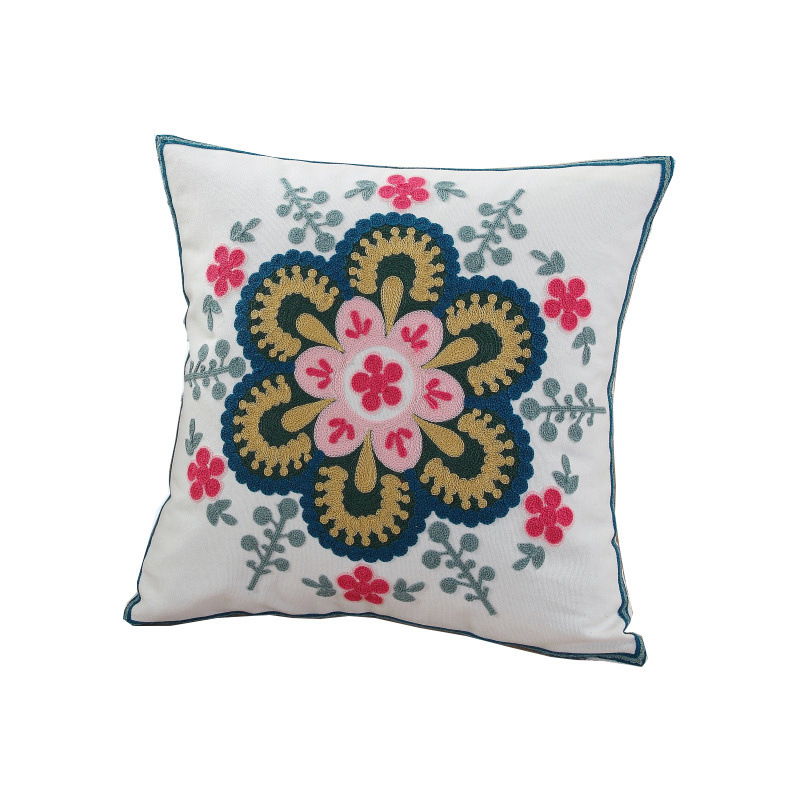 Hot Flower Embroidery Pillow Cover Ins Sofa Living Room Cushion Bed Soft Bag Office Pillow Ins Wind Item Picture