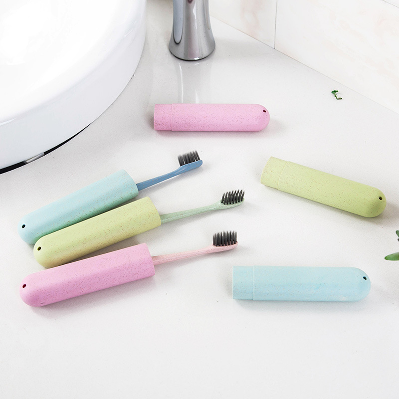 Wheat straw travel toothbrush box, portable toothbrush case, toothbrush cylinder storage box, wheat straw toothbrush storage box Application Scenario