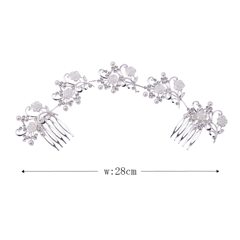 New European and American chignon hair accessory, crystal floral design, paired combs, creative soft chain bridal hairpin Item Picture