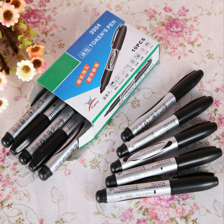 Boxed large-sized large-head pens, colored marker pens, black ink blue, red oil-based pens, logistics marker pens