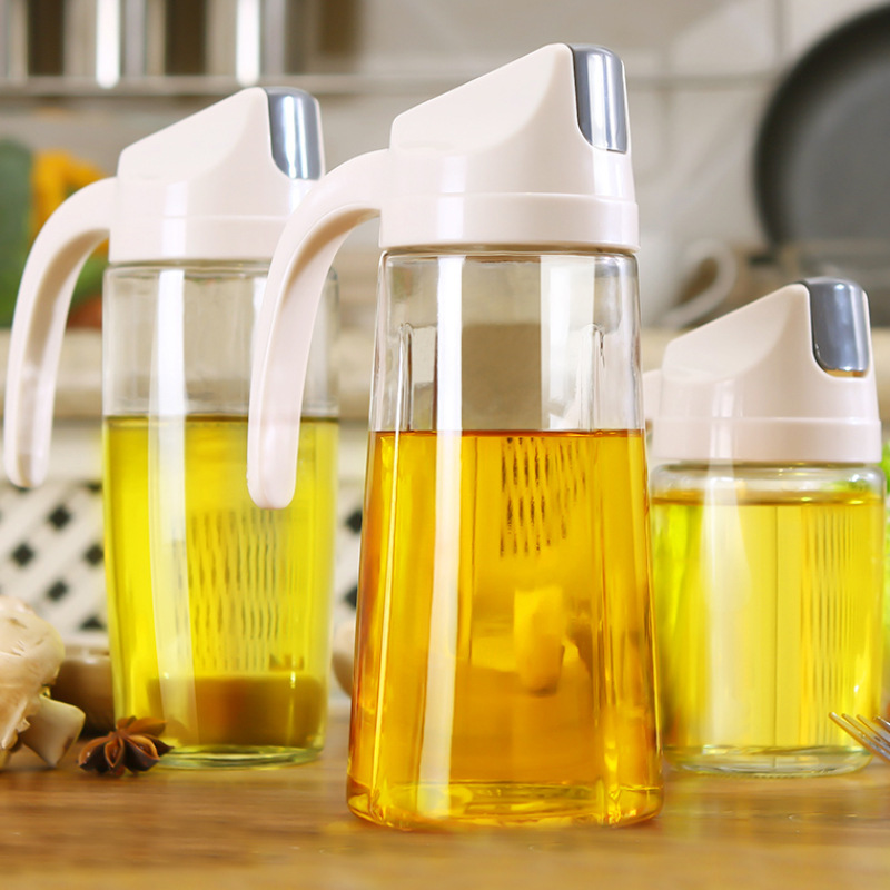 Lobo Kitchen glass automatic opening and closing oil bottle, household kitchen dust-proof large-capacity flip-top oil bottle factory direct sales