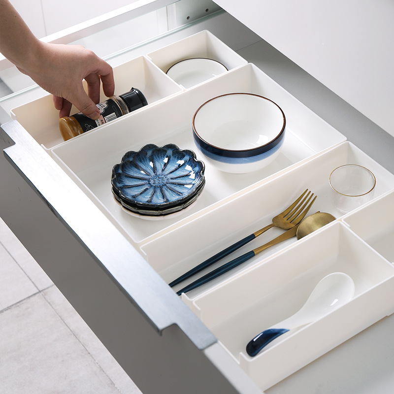 抽屉内置分隔储物收纳盒厨房餐具碗筷杂物多格自由组合收纳整理