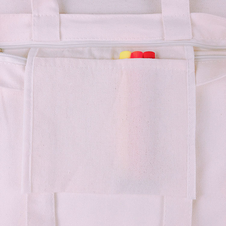 跨境帆布手提袋12安棉布包单肩空白拉链内袋购物袋DIY手工包详情图3