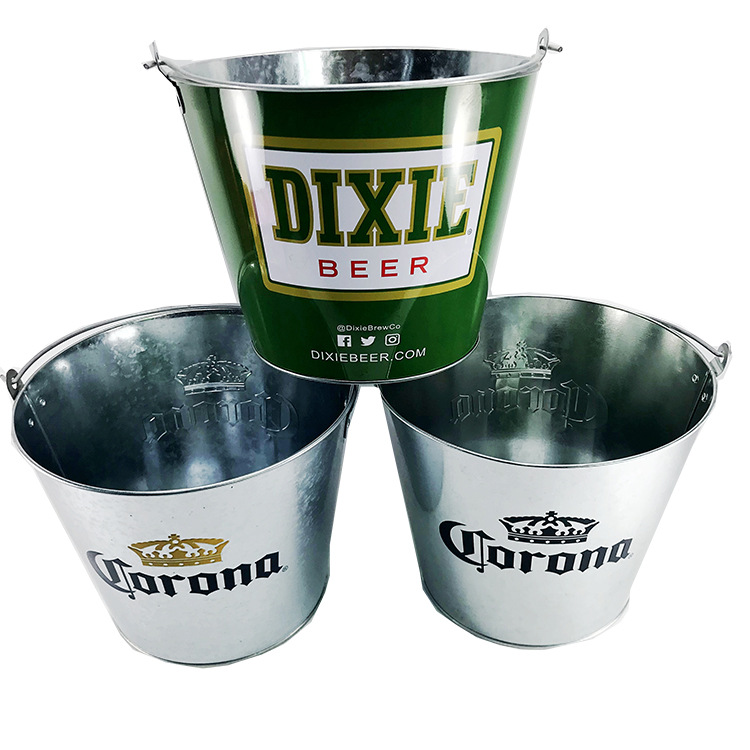 Factory wholesale galvanized iron ice buckets, tinplate beer buckets, ice granule buckets, 5L ice buckets, bar and KTV ice buckets