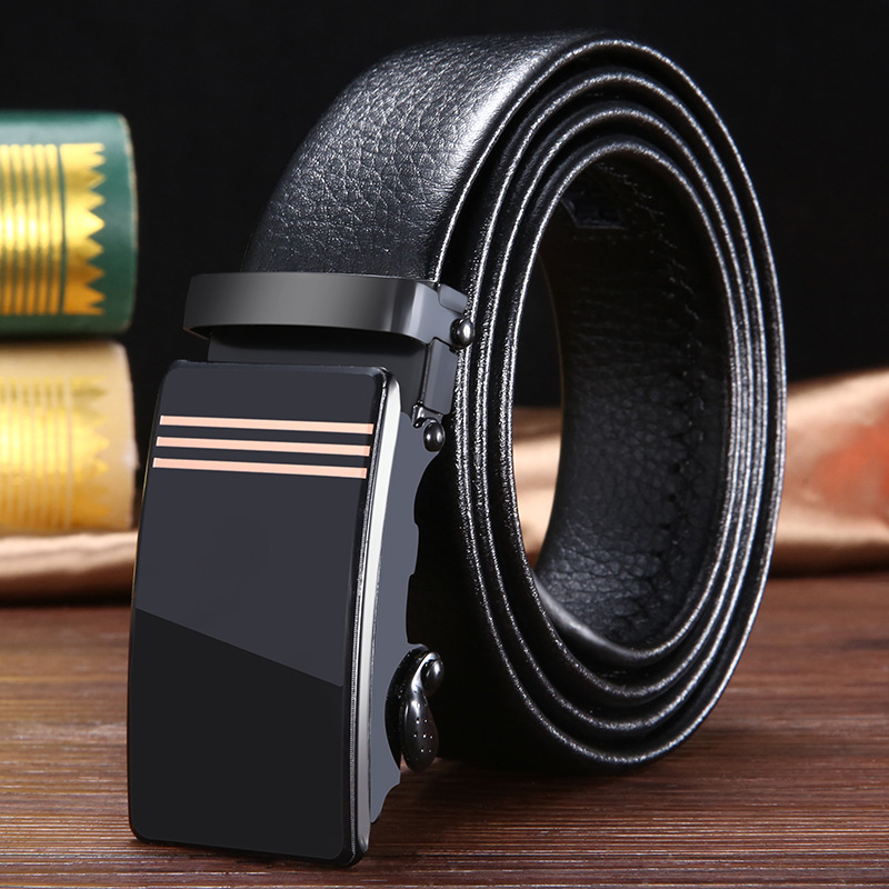 New acrylic automatic buckle belt for men's business belts, direct supply from the manufacturer for middle-aged and young people's clothing matching details Picture