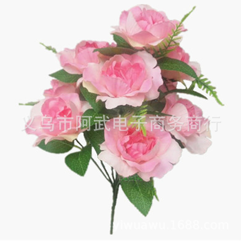 Wholesale of 10 artificial roses, home decorations, flower arrangements, artificial bouquets, floral art, outdoor landscaping and decorative plants