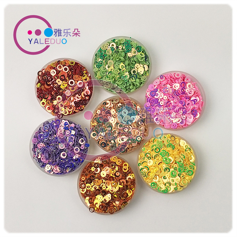 Golden Light 5mm mother-and-child circle PVC sequined luggage, nail art notebook, interlayer, cross-border e-commerce crystal filling Specification image