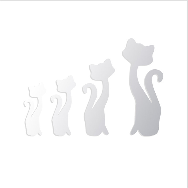 跨境产品可爱四只小猫可移除镜面贴可爱猫咪立体墙贴镜面装饰墙贴详情图5