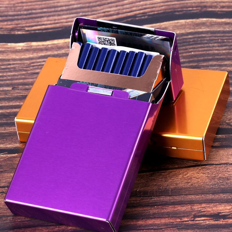 Ultra-thin aluminum alloy ladies' extended cigarette box 20 pieces, metal cigarette box thin version 20 pieces ladies' cigarette box long version wholesale Specification image