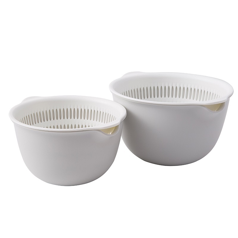 Double-layer plastic draining basket, vegetable washing basin, home kitchen, rice and fruit storage basket, fruit plate, vegetable washing basket Item Picture
