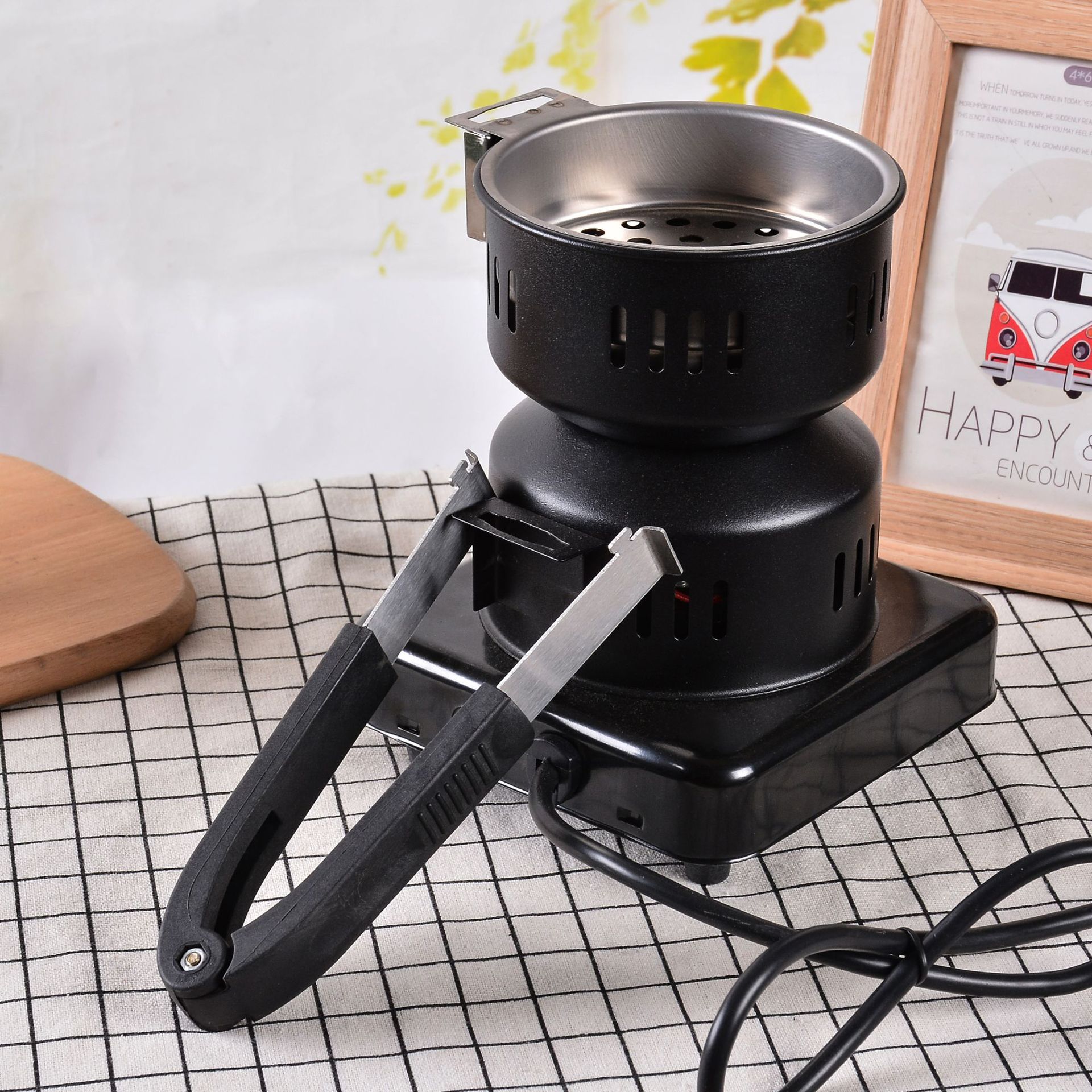 Charcoal burner Olive charcoal burner shisha charcoal stove charcoal stove black olive charcoal charcoal walnut charcoal burning home Application Scenario