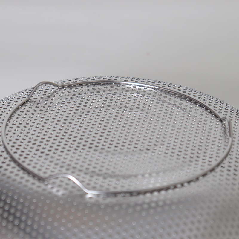 Stainless steel draining basin with double ears, factory direct sales, multi-purpose with multiple holes, kitchen rice washing and vegetable washing draining basket in stock wholesale details Picture