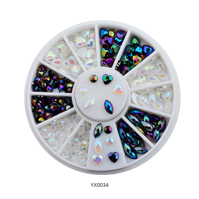 Wholesale cross-border nail art decorations, water diamond white diamond round plate jewelry, heart AB diamond turntable collection Item Picture