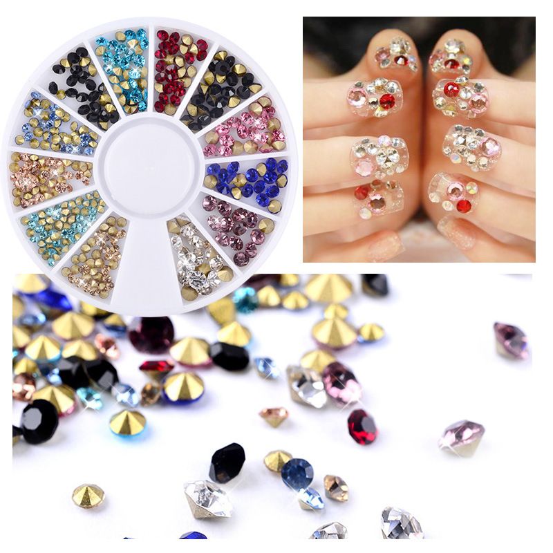 Wholesale cross-border nail art decorations, water diamond white diamond round plate jewelry, heart AB diamond turntable collection Specification drawing