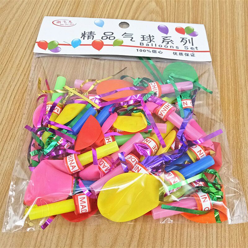 Bagged gold thread whistle balloons, plastic straw whistles, mini balloons, horn balloons, whistles, balloons, children's toys