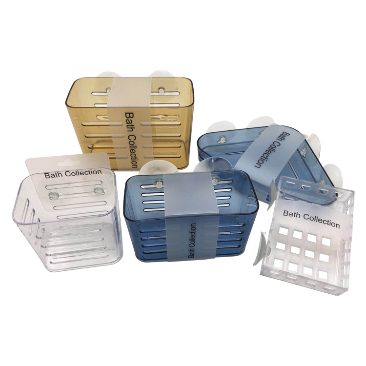 Wall-absorbing plastic storage basket, bathroom storage rack, toiletries hanging basket, mark storage rack Item Picture
