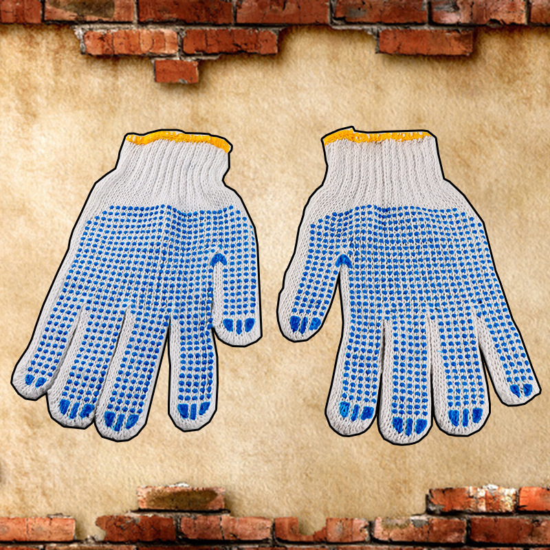 Labor Protection Plastic Yarn Gloves Rubber Gloves Handling Cotton Yarn Non-Slip Gloves Bead Protective Gloves Wholesale Specification drawing