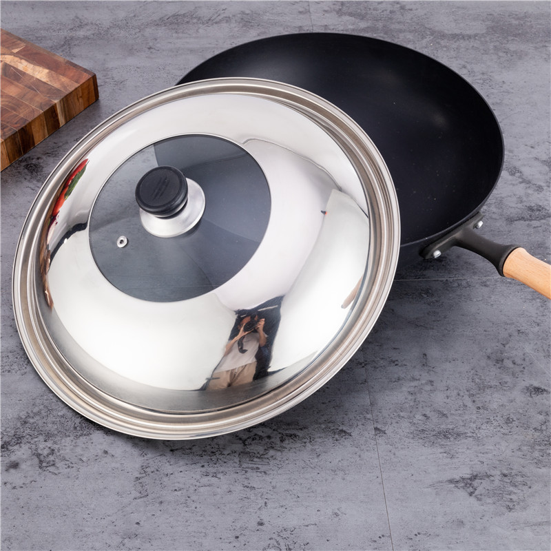 Stainless steel pot lid, household cooking pot lid, 30-40cm, wok combination lid, universal non-magnetic pot lid, glass lid
