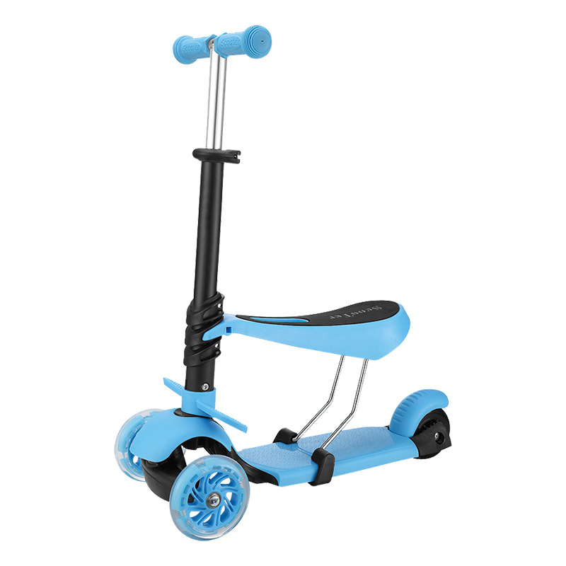 Factory-customized children's scooter, a three-in-one multi-functional slide that can be pushed and sat on, with PU flash wheels and five-in-one feet Specification image