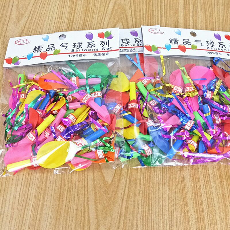 Bagged gold thread whistle balloons, plastic straw whistles, mini balloons, horn balloons, whistles, balloons, children's toys Application Scenario