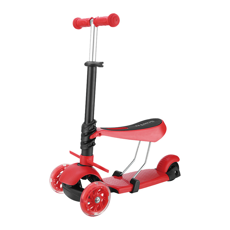 Factory-customized children's scooter, a three-in-one multi-functional slide that can be pushed and sat on, with PU flash wheels and five-in-one feet Application Scenario