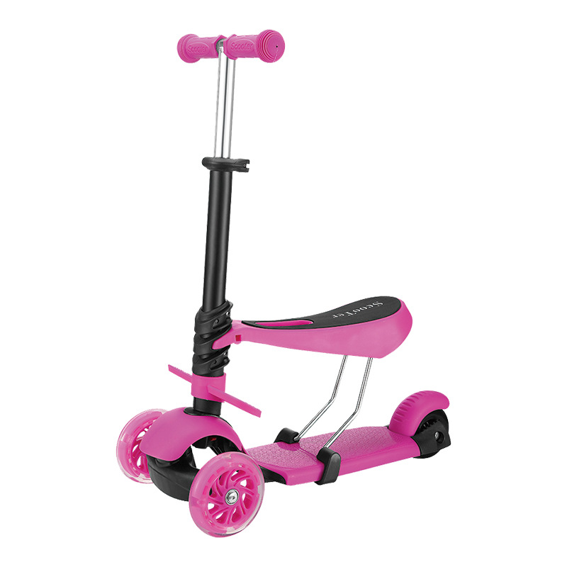 Factory-customized children's scooter, a three-in-one multi-functional slide that can be pushed and sat on, with PU flash wheels and five-in-one feet details Picture