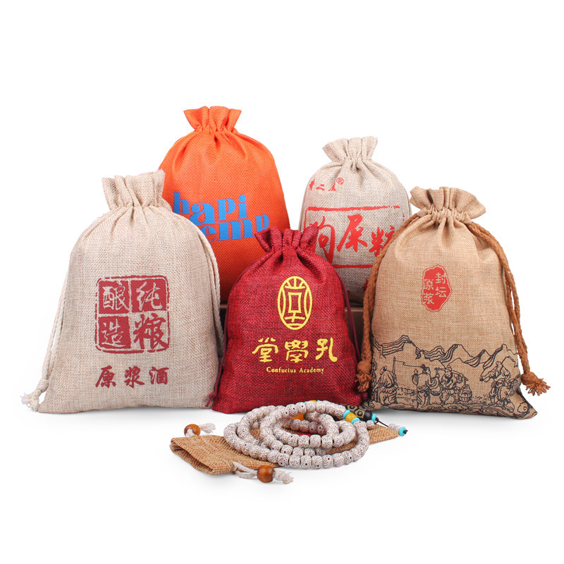 Factory wholesale linen drawstring bags, breathable for hanging, bamboo charcoal wrapped jewelry, dust-proof, zongzi packaging, gift linen bags Application Scenario