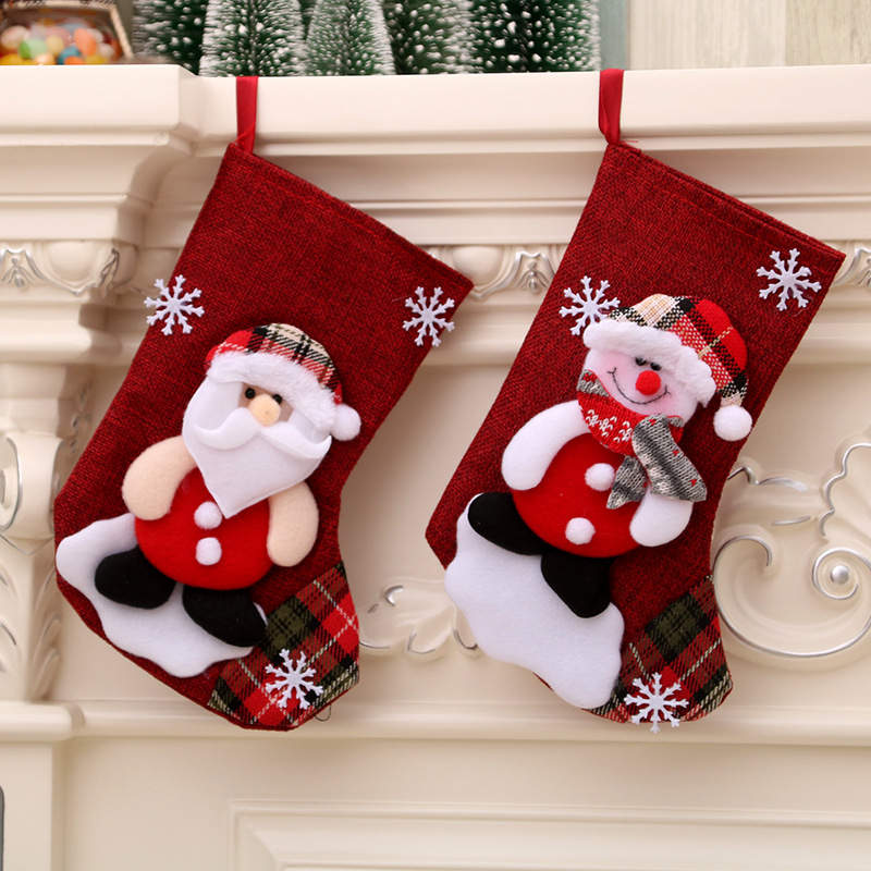 New Cross-Border Medium Linen Christmas Stocking Christmas Decorations Christmas Gift Bag Gift Bag Christmas Hanging Socks Specification drawing