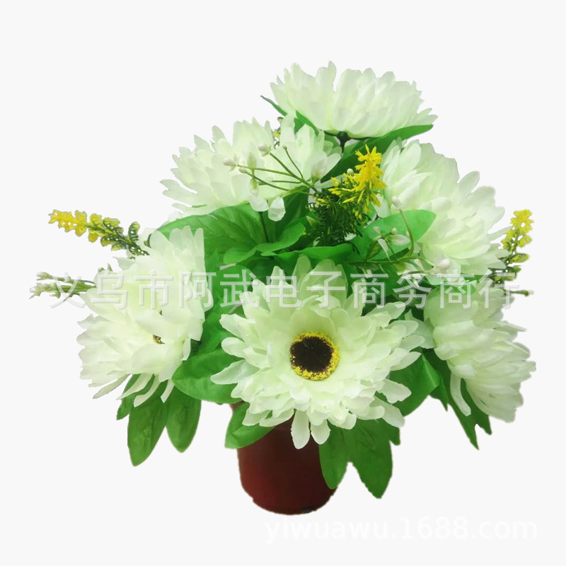 For the Qingming Festival, we offer funeral supplies such as chrysanthemums for tomb-sweeping in cemeteries, as well as wholesale of everlasting flower art and 14-pronged bonsai Specification image