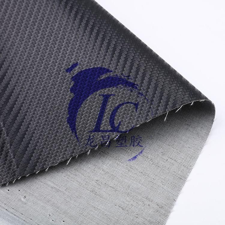 Black TC fabric, diagonal straw mat pattern, carbon fiber leather, woven pattern and PU leather fabric for luggage and packaging materials are available in stock details Picture