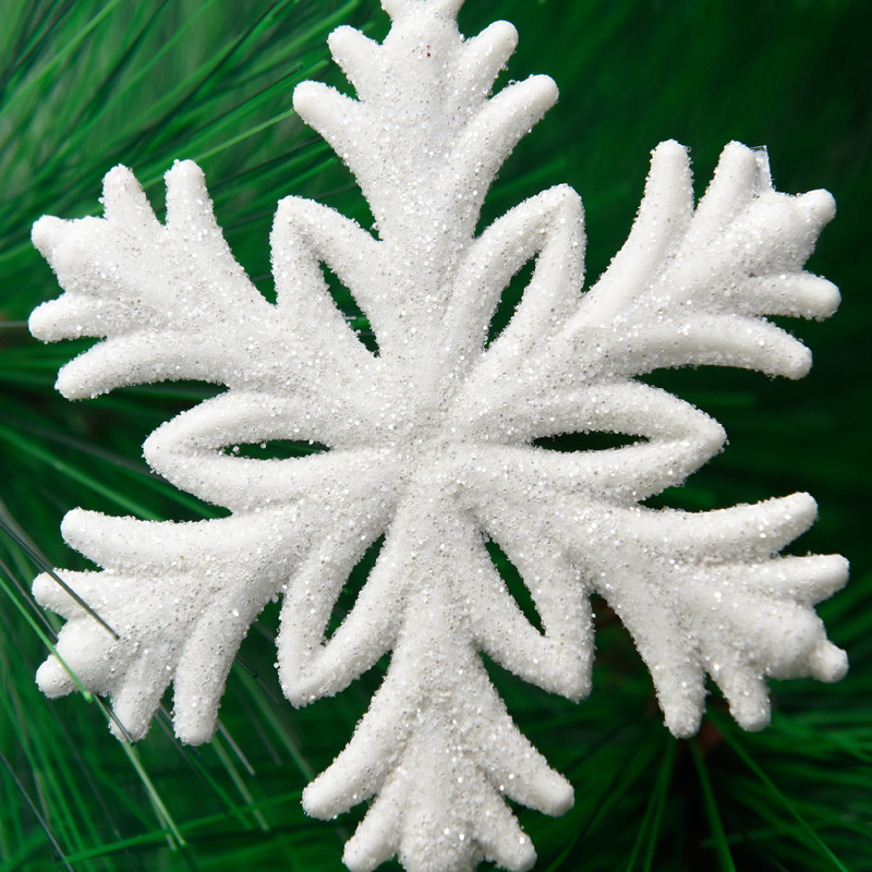 New plastic pendant, Christmas snowflake, Christmas decoration, Christmas tree small pendant, white sticky powder snowflake Specification image